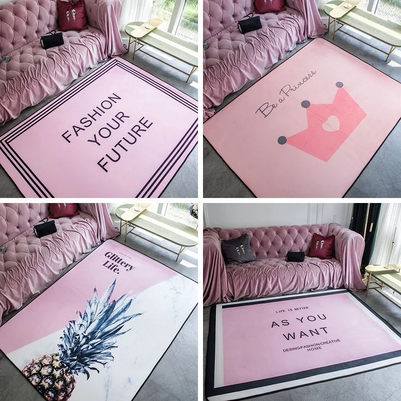 140*190 см Коврик для гостиной розовая корона для принцессы ковры для детской комнаты спальня Противоскользящий детский коврик мягкие детские игровые коврики Tapis