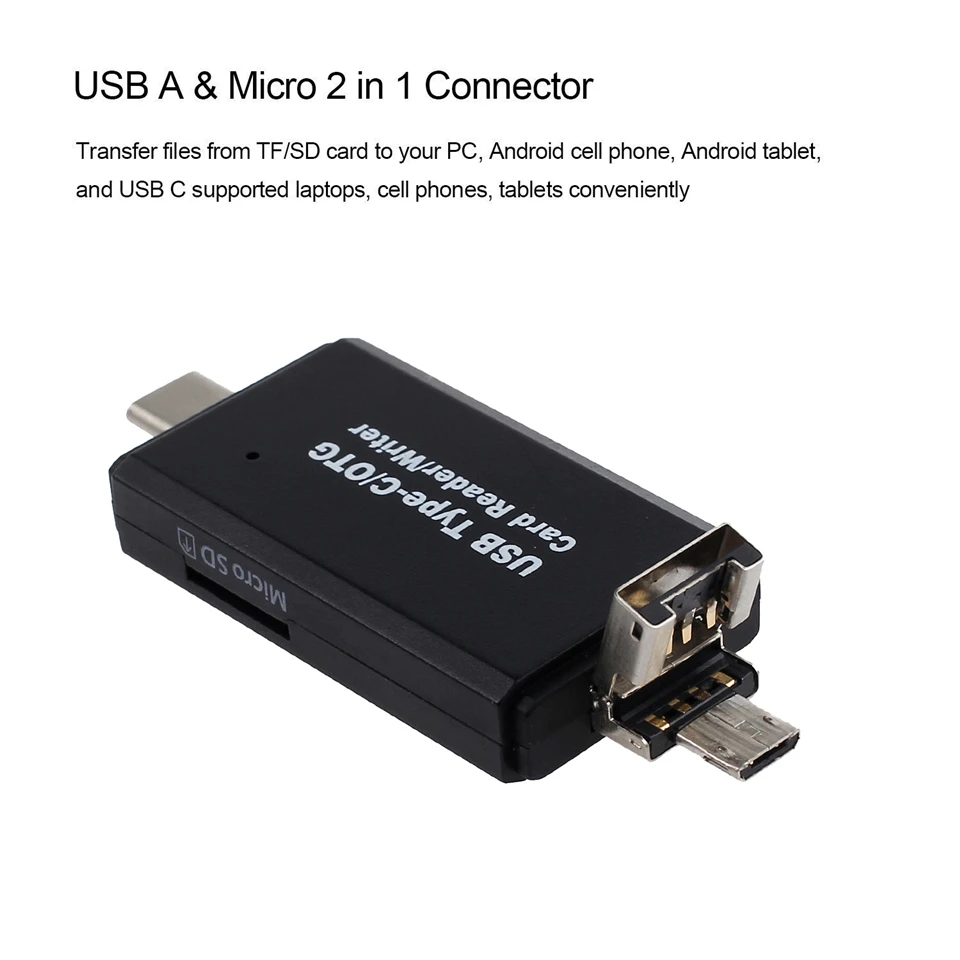 3 в 1 usb type-C Micro USB кард-ридер USB2.0 Универсальный TF/SD карта памяти OTG ридер для Xiaomi 6 GALAXY S8 Macbook Pro