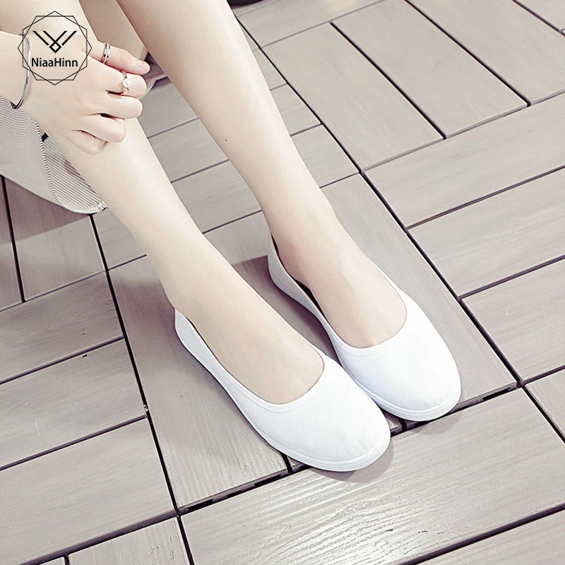 

Niaahinn New Women Flats shoes Canvas Doctor nurse Lab Medical shoes White Hospital Comfortable Surgical Casual Shoes feminino