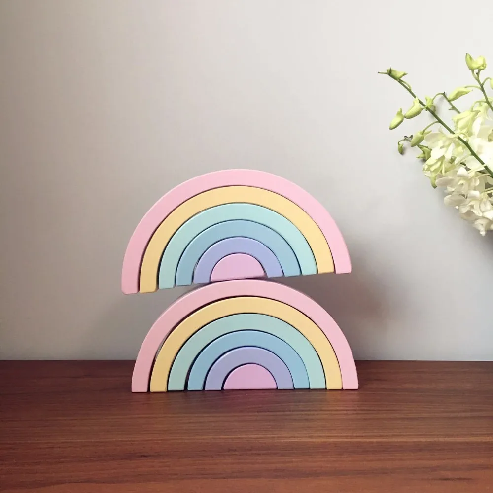 

Dropshipping wooden rainbow blocks wooden building blocks For Kid Rainbow Building Blocks Montessori educational wooden toy