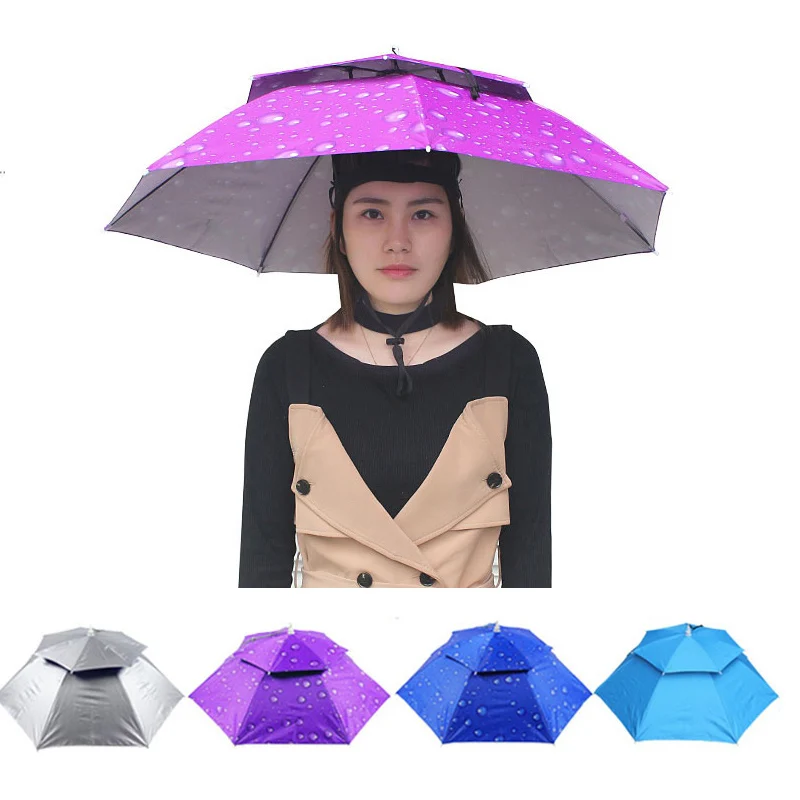 

Foldable Fishing Hat Headwear Umbrella Double Layer Windproof Cap for Fishing Hiking Camping ALS88