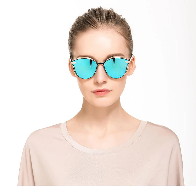 FENCHI Солнцезащитные очки женские поляризованные в форме кошачего глаза зеркальные солнцезащитные очки роскошный дизайн винтажные брендовые Модные женские