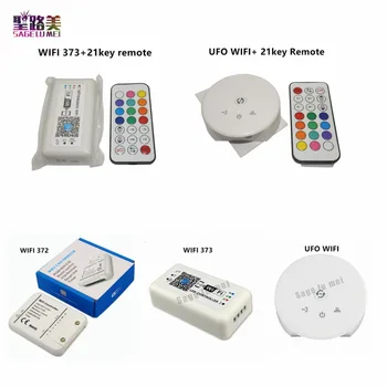 

DC12-24V RGB/RGBW led controller By Alexa Google Home Phone iOS Android APP WIFI controller wifi372 373 UFO with 21key RF remote
