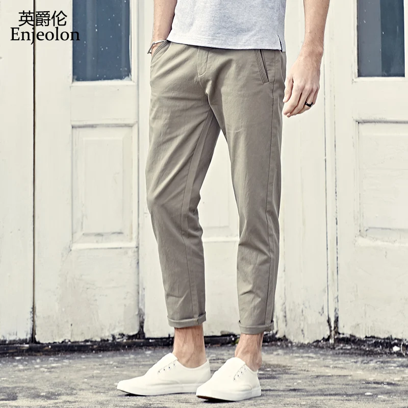 

Enjeolon Brand Long Trousers Khaki Black 5 color Solid Pencil Pants Men Top Quality Clothing Males Fashion Causal Clothes K6313