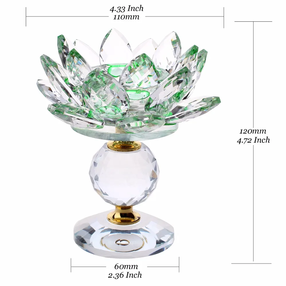 Buy 110mm Green Color Crystal Lotus Flower Candle