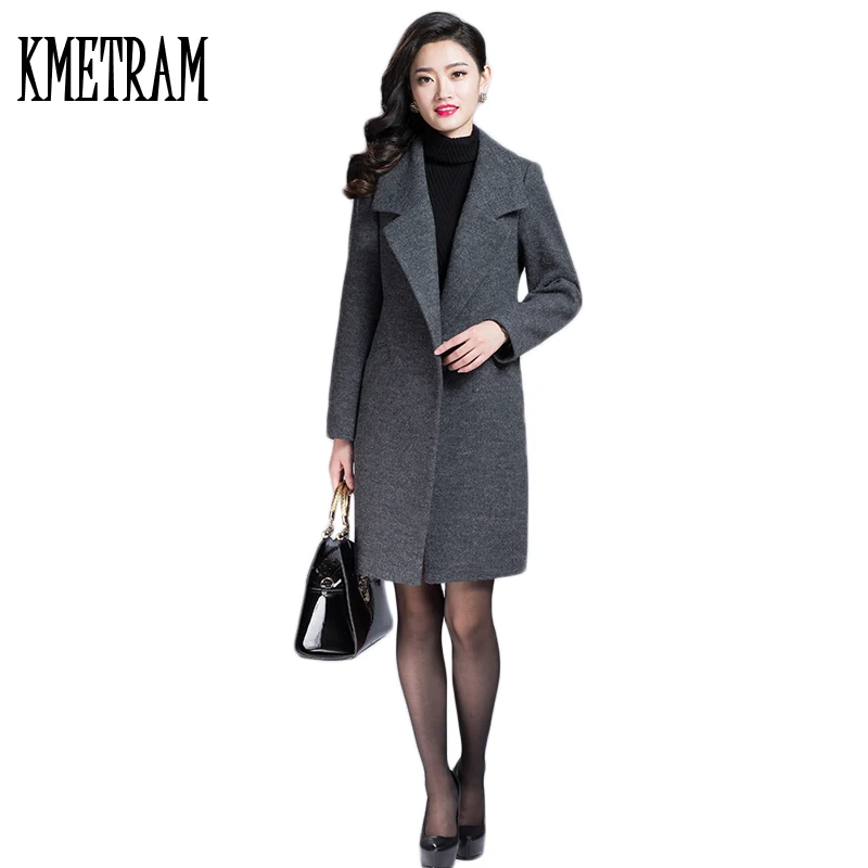 

Plus Size 4XL 2019 New Autumn Winter Women Woolen Jacket Wide-Waisted Covered Button Fashion Women Wool Coats And Jackets GQ1658