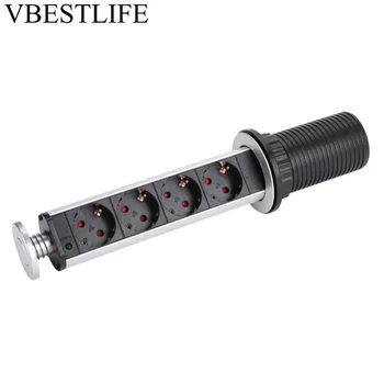 

Outlet Table Socket Pull Up 4 Socket Home Kitchen Office Worktop Desk Outlet Sockets EU Plug
