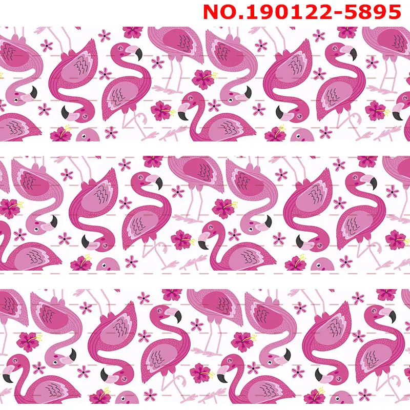 10 ярдов-разные размеры-Фламинго шаблон мультфильм лента напечатанная Grosgrain лента