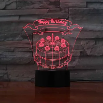 

3D Optical Illusion Lamp Acrylic Crafts LED Night Light Cake Innovative Nightlight Children Art Sculpture Colorful USB Lighting