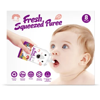 

8PCS/set Useful 200ML Reusable Resealable Squeeze Food Pouch Storage Bag DIY Baby Food