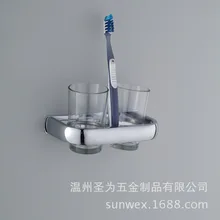 Factory direct 304 stainless steel bathroom double cup holder couple mouth cup holder toothbrush holder hotel project