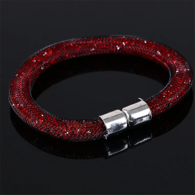 

BOYULIGE Charm Design Full Crystal Couple Bracelets & Bangles Silver Men Women Bracelet Fashion Jewelry With Mesh Magnet Buckle