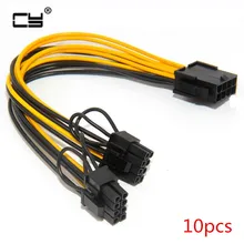 10pcs 8Pin to GPU Graphics Video Card Double PCI-E PCIe 8Pin(6Pin+2Pin) Power Supply 18AWG Wire Splitter Cable Cord for mining