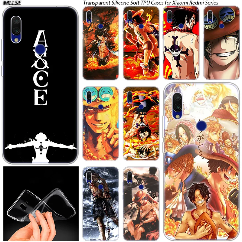 Аниме One Piece Ace Мягкий силиконовый чехол для Xiaomi Redmi K20 7 7A 5 5Plus 6 6A S2 Note 8 Pro Модный