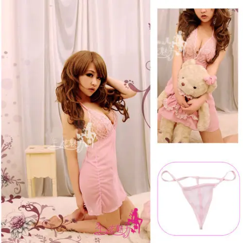 

New Sexy Lace Transparent nighty Dress Lingerie Underwear Sleepwear G-String Hot