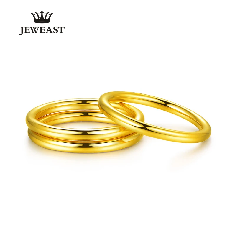 HMSS 24k золото чистый желтый круг кольцо гладкая поверхность Мода простой классический подарок для женщин мужчин AU999 Твердые горячая Распродажа