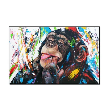 

Free Shipping Hand Painted Cute Gorilla Oil Painting Modern Newest Design Wall Decor Canvas Art Paintings Children Room Decor