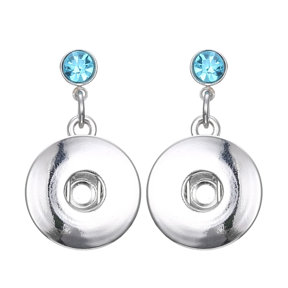 5 Colors Rhinestone Stud Silver Snap Earrings 18MM Snap Earrings Flower Round Button Charm
