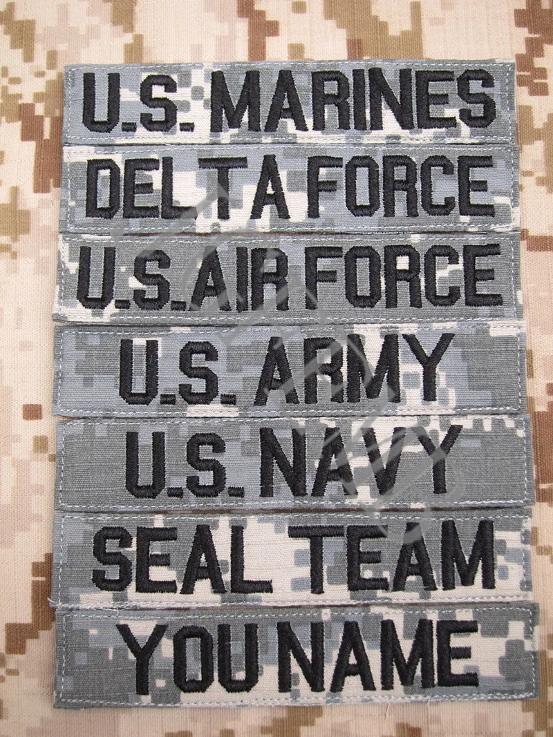 Grey Chest Tapes Custom name Tapes ARMY SEAL NAVY AIR Embroidery Patch 