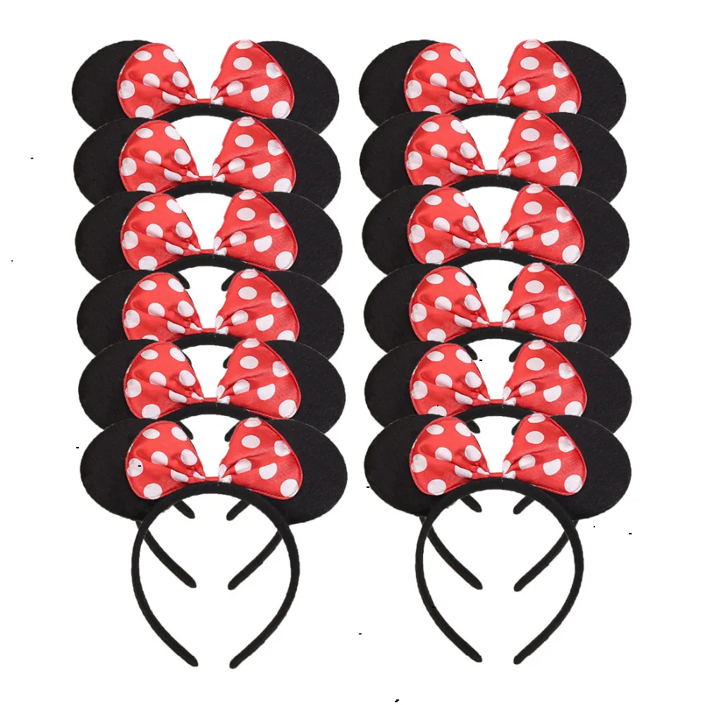 Hair Headband Hair Accessories 12pcs Minnie Ears Black Sequin Pink Headbands for Hallowee Birthday Party Ball Dress Up Supplies Favors Kids Mom