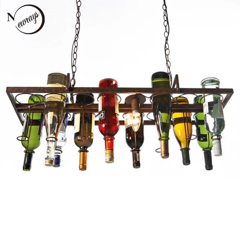 Goede Loft retro Opknoping Wijnfles led plafond iron Hanger Lampen E27 LED hanglampen voor woonkamer bar restaurant Keuken thuis