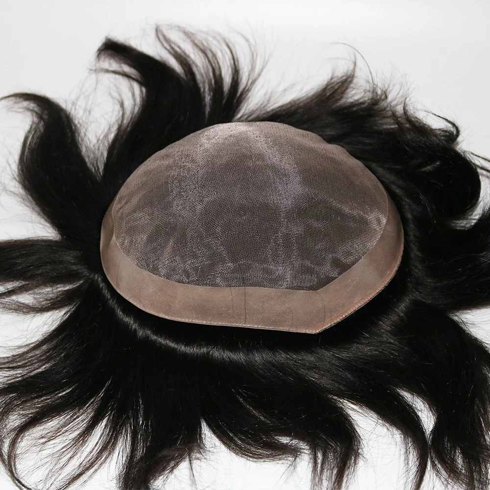 Эвершелковистый мужской парик оригинальные человеческие волосы накладные волосы заменяющие мужские Т-системы тонкие монофила мужские парики для мужчин парик для волос