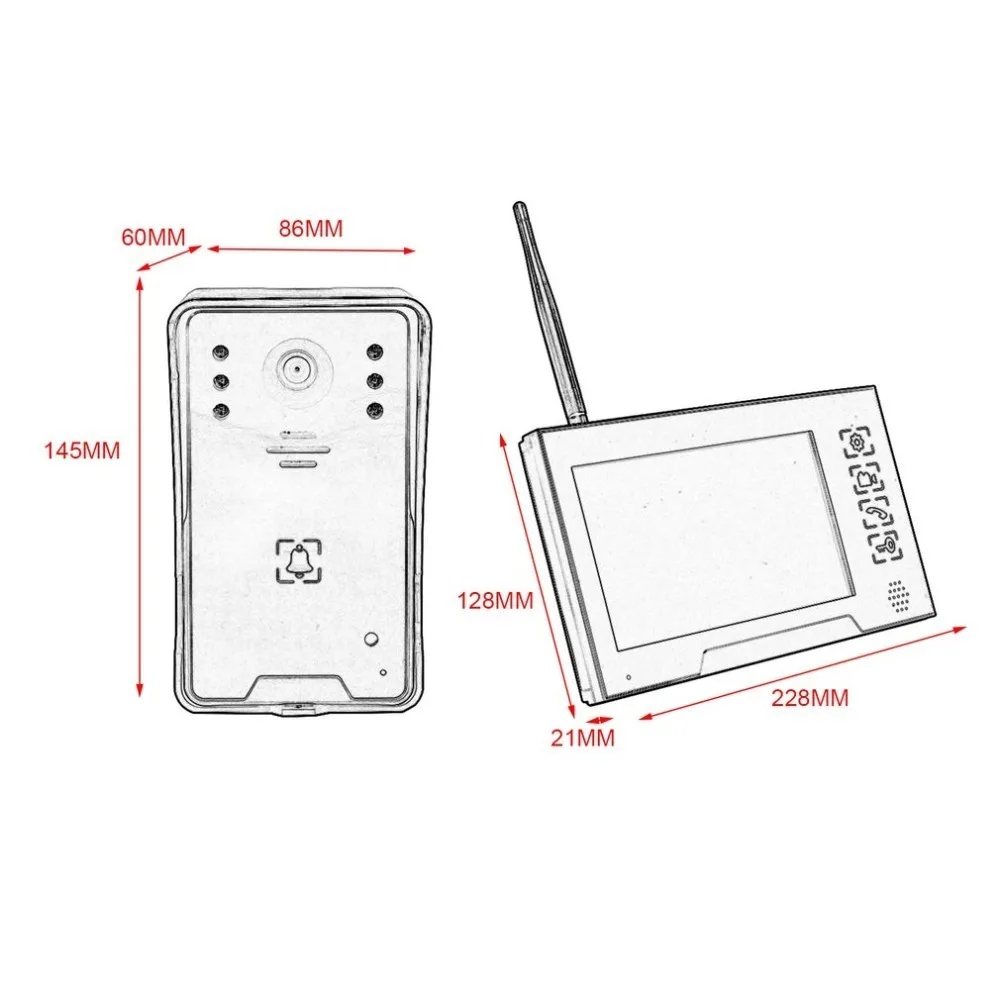Видео домофон 5 v 7 дюймов Tft Экран Беспроводной Визуальный дверной звонок инфракрасный дверной звонок с функцией ночного видения для