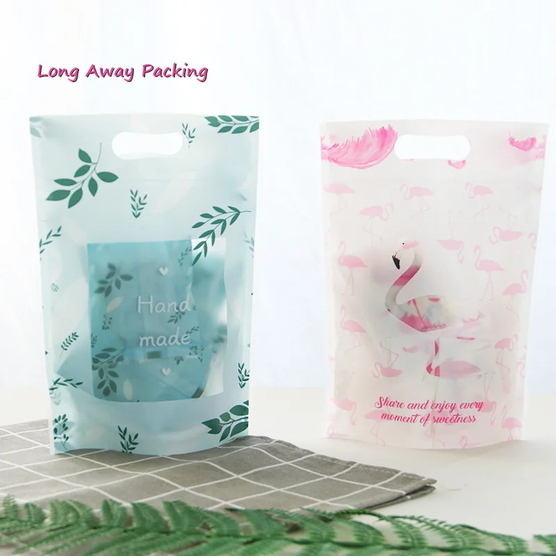 

Flamingo Green Leaves Ziplock Bag Small Plastic Bags for Candy Packing Resealable Cookie Packaging Bag Pouch