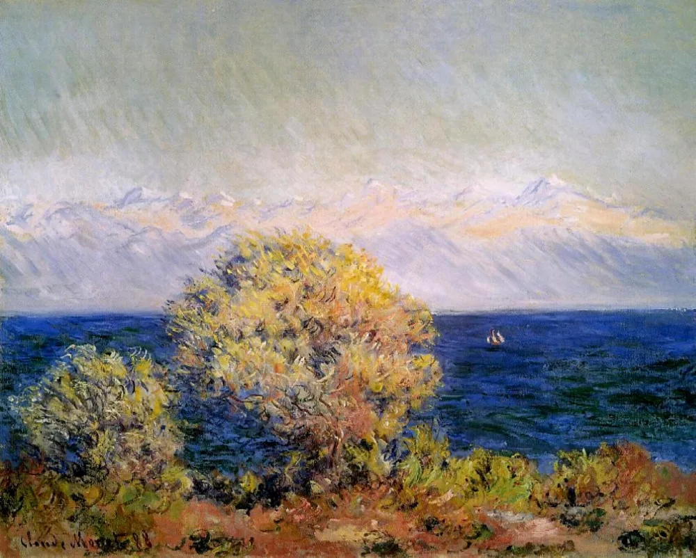 

100% handmade Claude Monet Oil Painting Reproduction on Linen canvas,at-cap-d-antibes-mistral-wind,museum quality