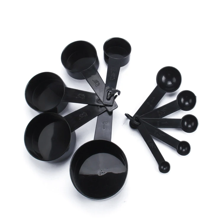 

10pcs/set Black Plastic Coffee Tea Measuring Scoop Powder Measure Spoons Baking Measuring Cups Kitchen Tools JJA010