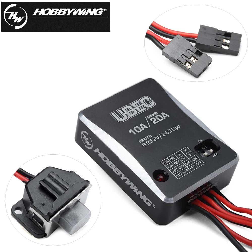 1pcs Hobbywing 10A 2 6S UBEC Module UBEC 10A External Switching Moduel DC DC Regulator