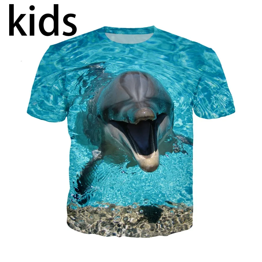 

Fashion t-shirt 3D print dolphins Men women Anime children tee streetwear t shirt Harajuku kids tshirt clothes Short Sleeve E521