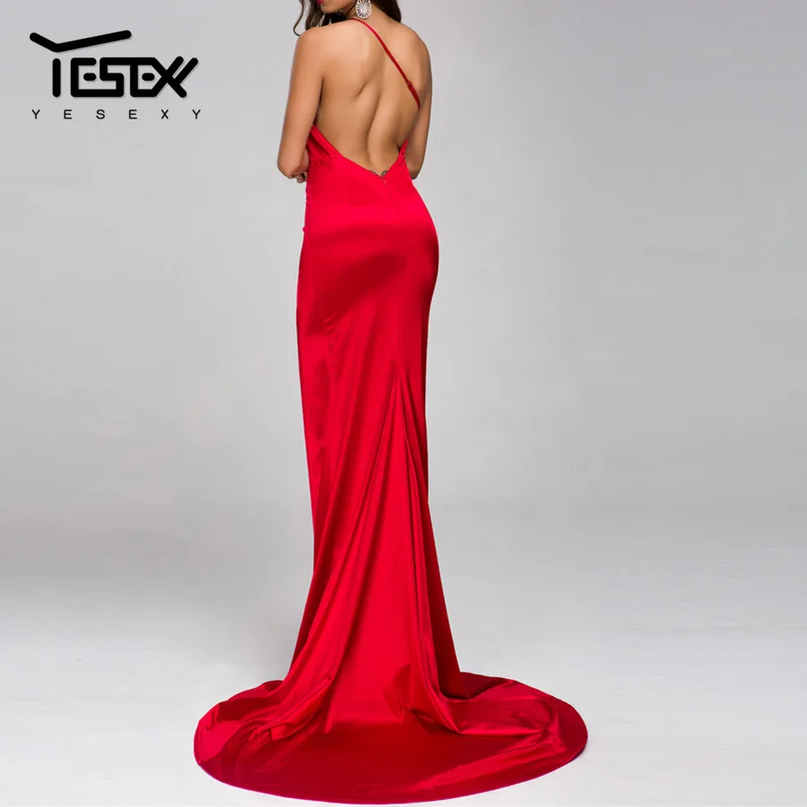 Yesexy атласное сексуальное одноцветное элегантное женское платье для вечеринки летнее женское платье макси без рукавов длинное платье в пол VR19295