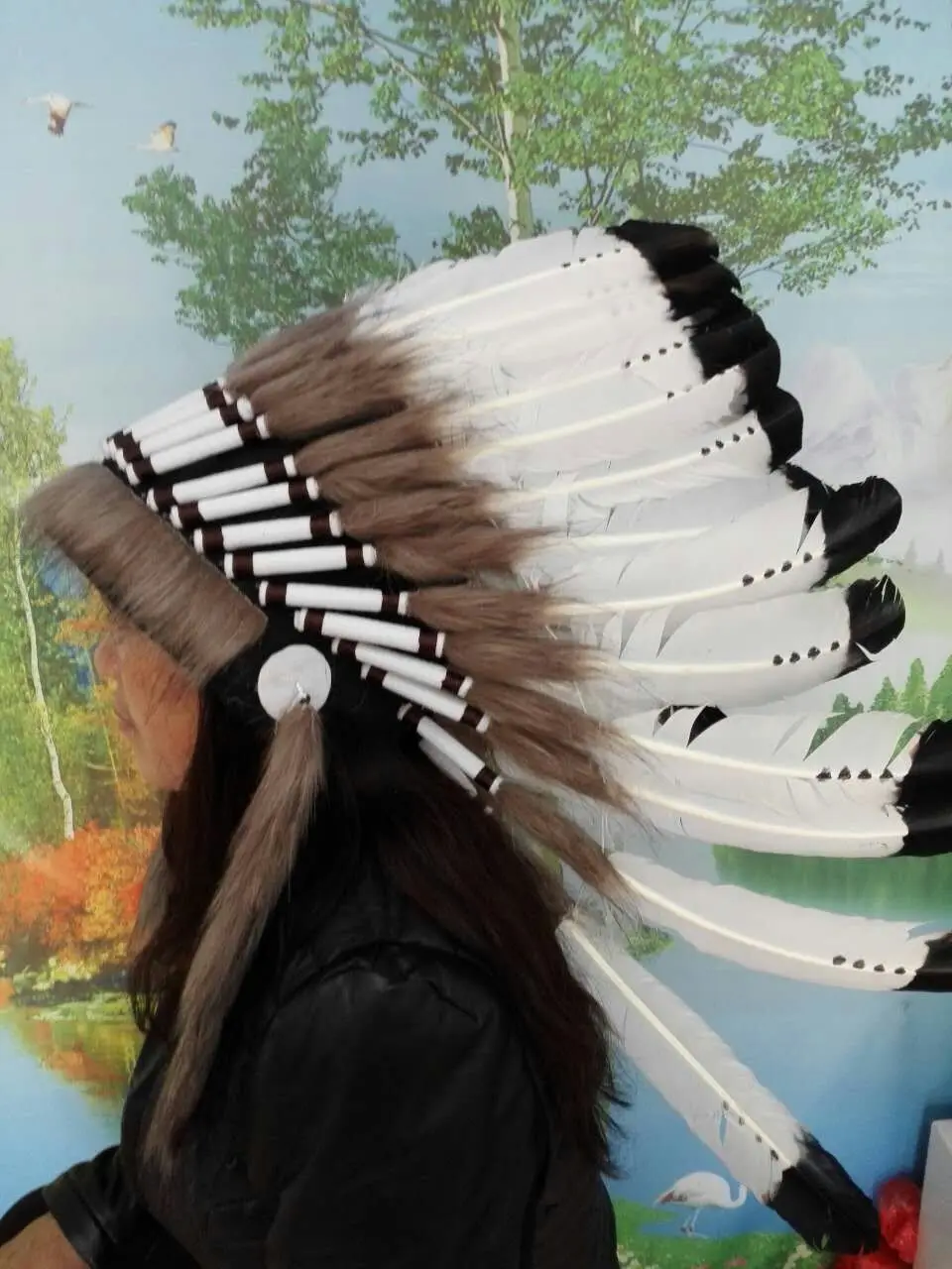 Buy 21inch Indian feather Headdress war indian feather costume feather