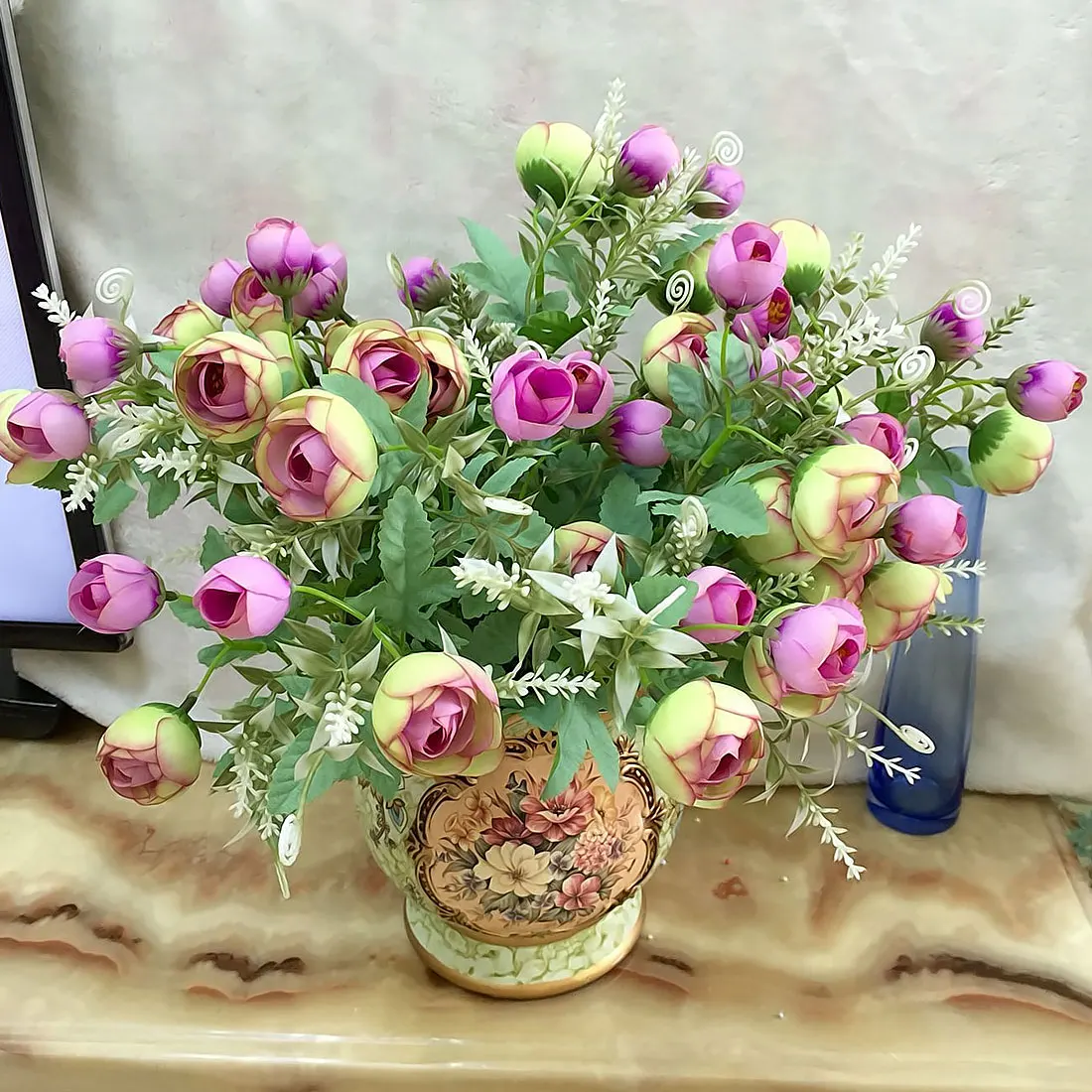 5 forks small silk fake Artificial Flowers flores Camellia Peony