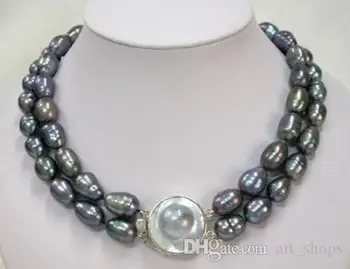 

2017 Selling Rare Mabe Clasp AAA Rice Pearl Necklace>>> free shipping