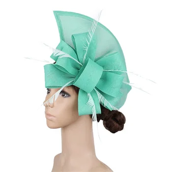 

Emerald green Fashion race hair fascinators for wedding hats women elegant party wedding headwear feather hair accessories SYF66