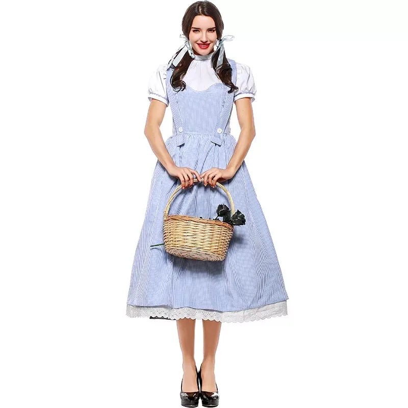 

Ladies Adult Dorothy The Wizard Of Oz Costume Halloween Outfit S- XXXL Fancy Suspender Fairy Tale And Magic For Adults or Girls