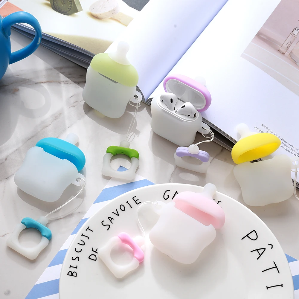 

For Airpods Cases Cute Milk bottle Skin For Airpods Cover Cartoon Protector Wireless Earphone Case For Airpod Coque Cover Bags