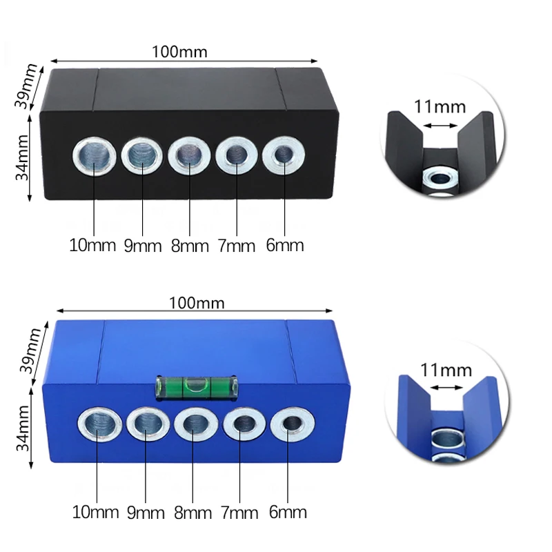Карманное отверстие джиг комплект 6 7 8 9 10 мм алюминиевый сплав с пузырьковым уровнем деревянный дюбель джиг сверлильный инструмент для столярных работ
