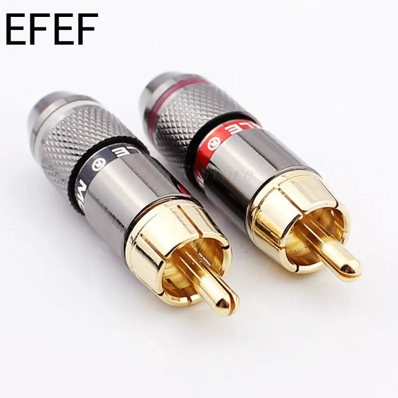 

2Pcs/1Pair Gold Plated RCA Connector RCA male plug adapter Video/Audio Wire Connector Support 6mm Cable black&red super fast