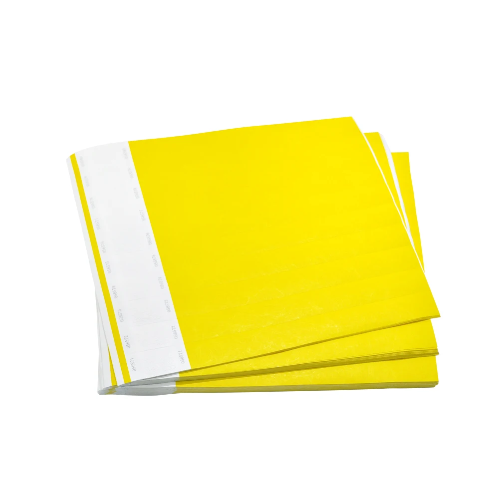 Твердые новые желтые 1 &quotTyvek браслеты заглушки съемные для ID бумажные вечерние