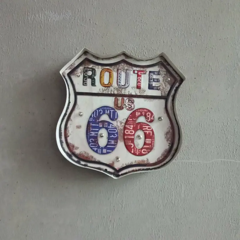 Route 66 Neon Sign LED Home Decor Plate Iron Sign Plaque Metal Vintage Pub Bar Wall Art Decoration
