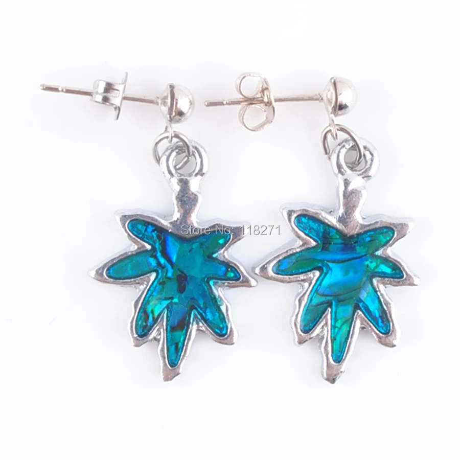 

Fashion New Zealand Abalone Shell Beads Leaf Dangle Earrings Ear stud Pair Women Jewelry PR603