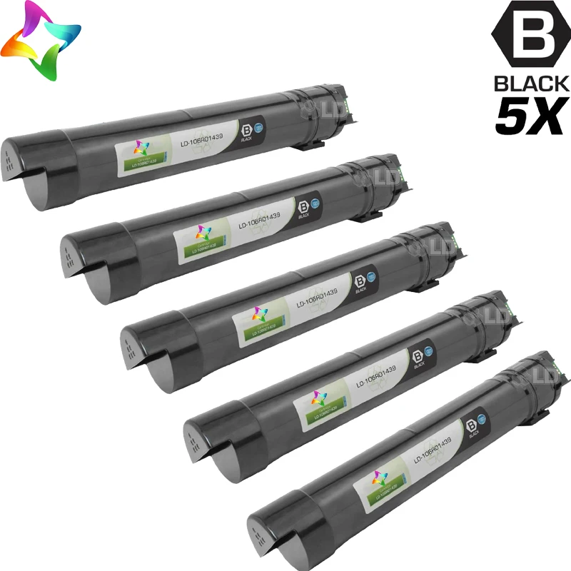 5PK Remanufactured for Xerox 106R01439 Set of 5 High Yield Black Laser Toner Cartridges for use in Xerox Phaser , , Printers