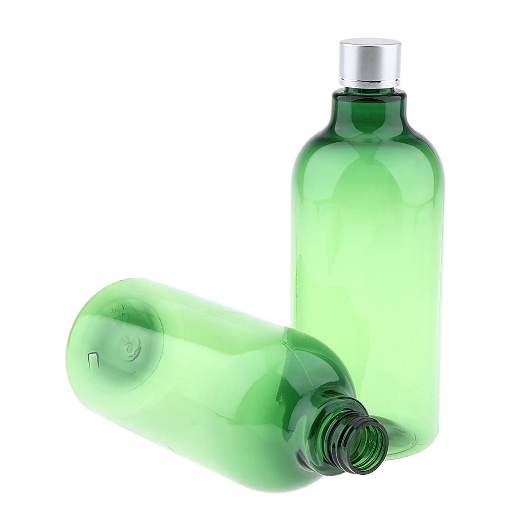 2Pcs BPA-free Empty PET Plastic Travel Lotion Shampoo Storage Bottles Refillable Containers 500mL, 3 Colors Optional