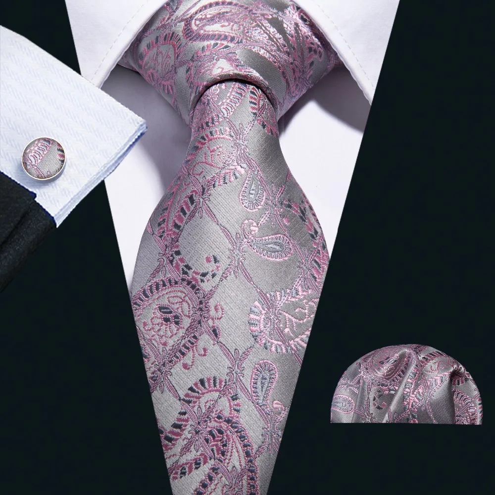 Классический розовый костюм Пейсли галстук шелк мужской галстук для свадьбы бизнес Barry.Wang галстук платок мужские галстуки LS-5058