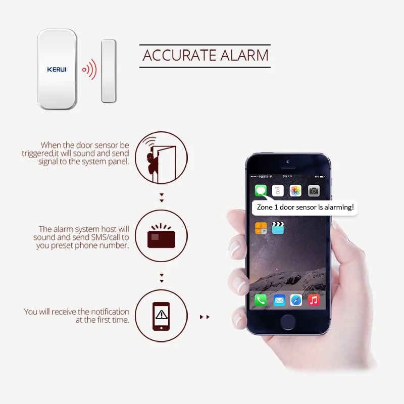 US $36.99 Free shipping 10PCSLOT KERUI Intelligent Wireless Door Gap Window Magnetic Sensor Detector 433MHz For W20 W193 W18 Alarm System