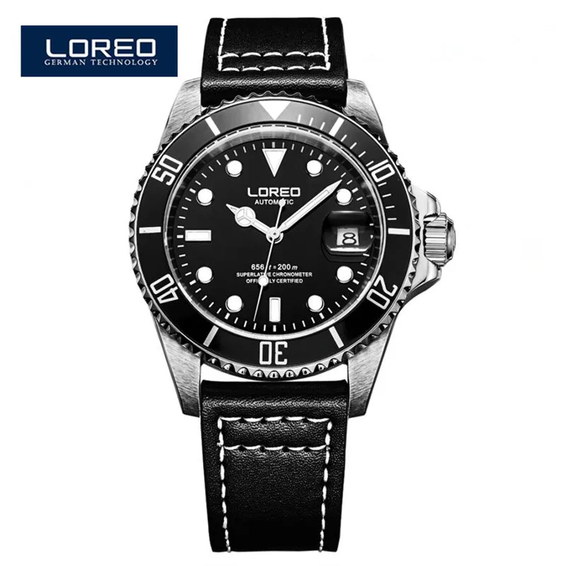 

LOREO Luminous Waterproof watch men Auto Date Sapphire Automatic machine wristwatch Sports relogio masculino Christmas Gift A17