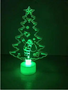 Рождественский акриловый светодиодный светильник, новогодние вечерние елочные блестящие украшения для дома, снеговик, Санта Клаус, красочный орнамент, подарок 15*8,8 см - Цвет: Christmas Tree